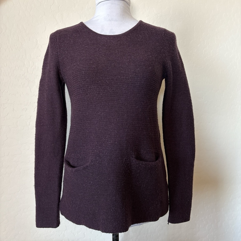 Adrienne Vittadini Rich Plum Crew Neck wool blend Sweater. S